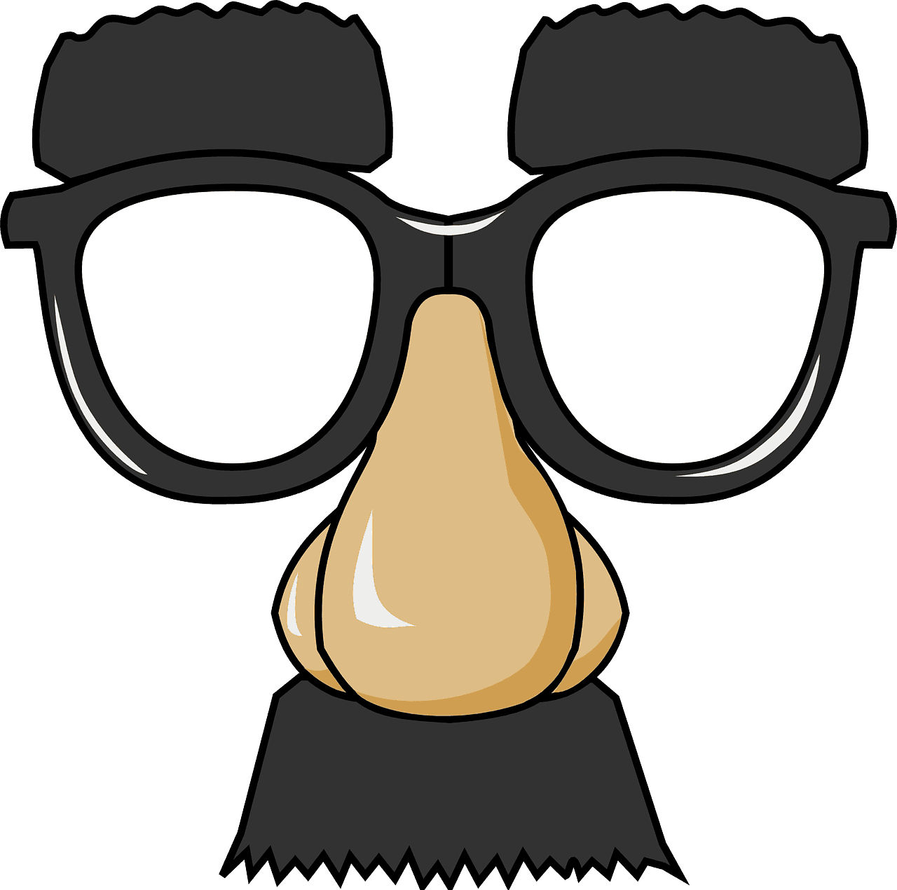 Cartoon disguise glasses with a large nose, mustache, and eyebrows.